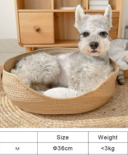 HOOPET Four Seasons Pet Bed Kennel for Cat Puppy Dog Beds Sofa Handmade Bamboo Weaving Cat Cozy Nest Pet Accessaries