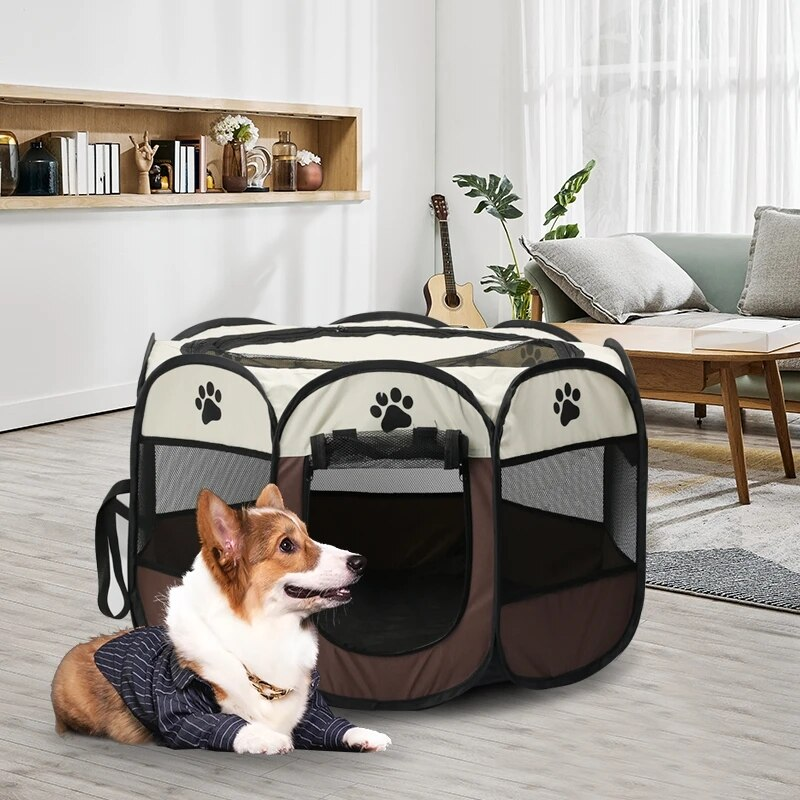 Portable Foldable Pet Tent Kennel Octagonal