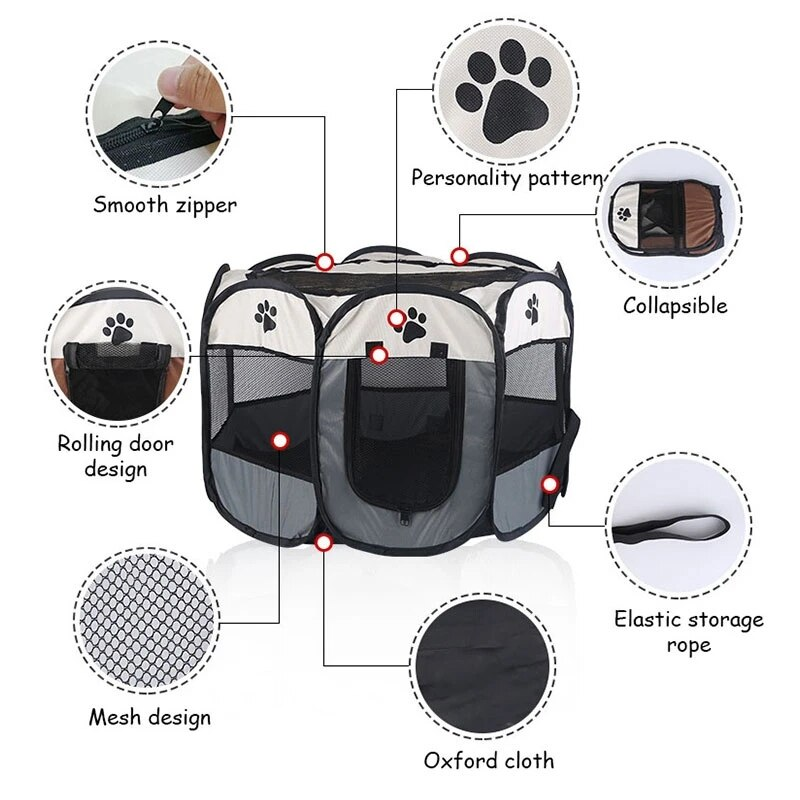Portable Foldable Pet Tent Kennel Octagonal - Image 3
