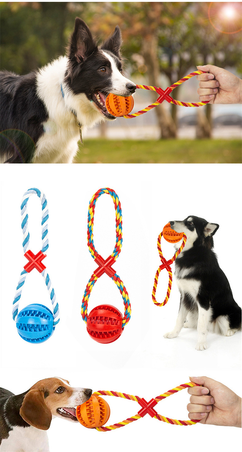 Treat Balls Interactive Hemp Rope Rubber Leaking Balls for Small Dogs - Image 2