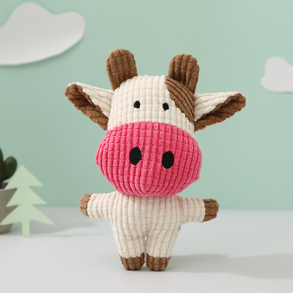 Cute Plush Toys Cow for Dog & Cats