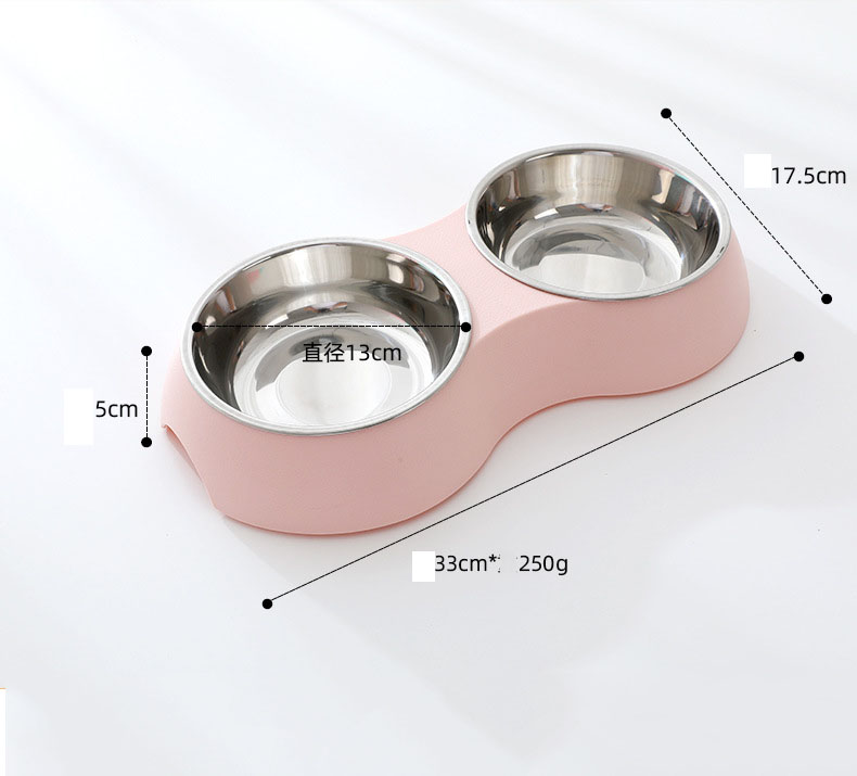 Double Pet Food Bowl Stainless Steel - Image 2