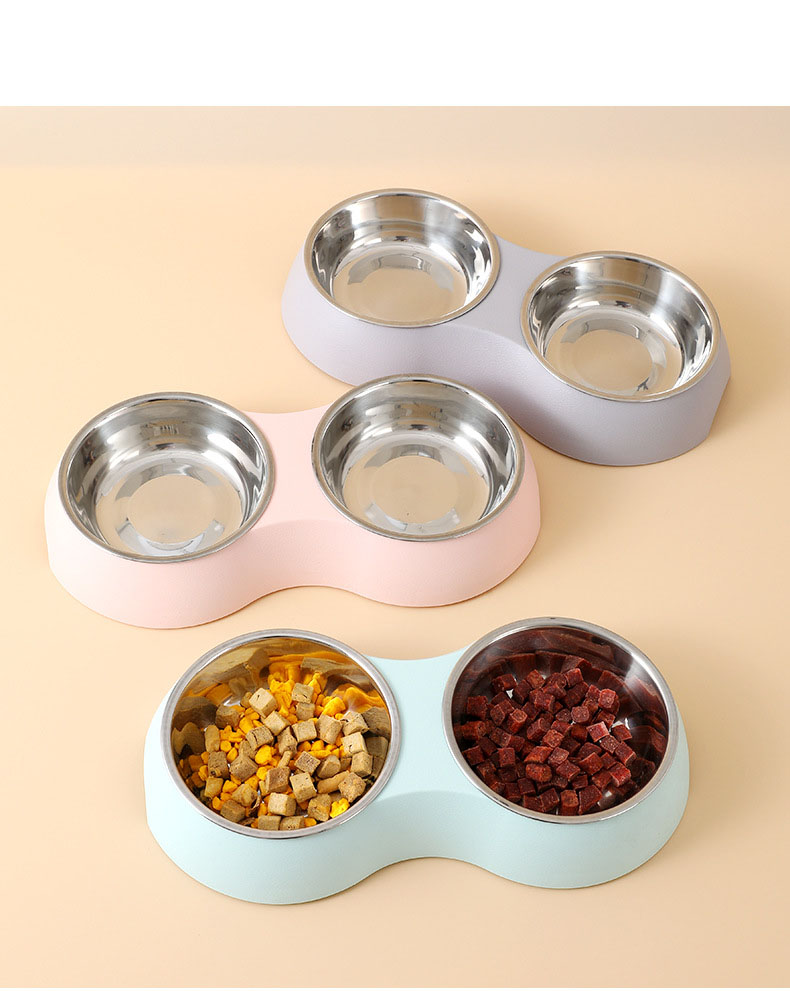 Double Pet Food Bowl Stainless Steel - Image 3