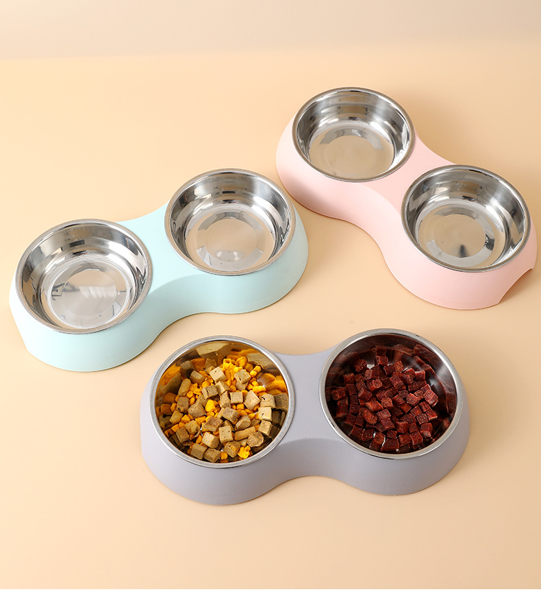 Double Pet Food Bowl Stainless Steel - Image 4